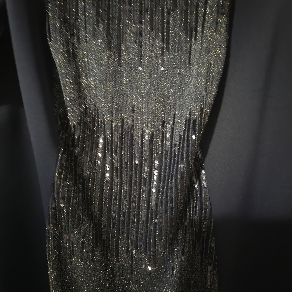R&M Richards Navy Sleeveless Sequin-Trim Midi Dress - Picture 3 of 4